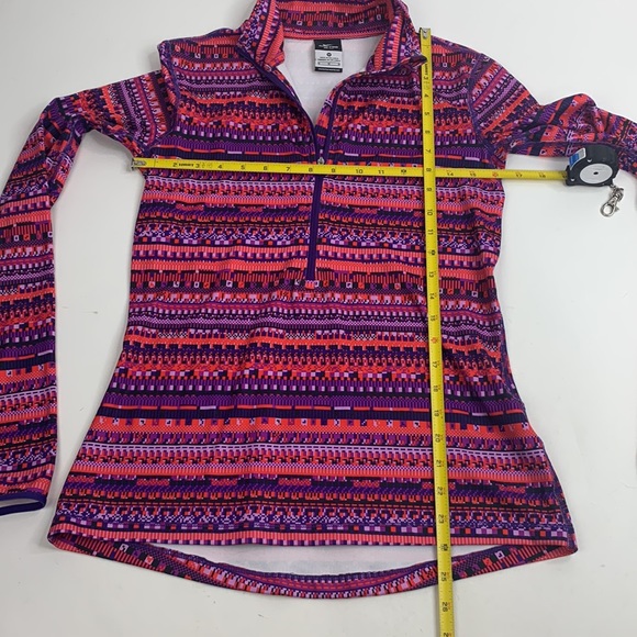 Nike Pro Half Zip Pullover Top Shirt Size Medium Pink Purple Design Compression - Picture 10 of 11